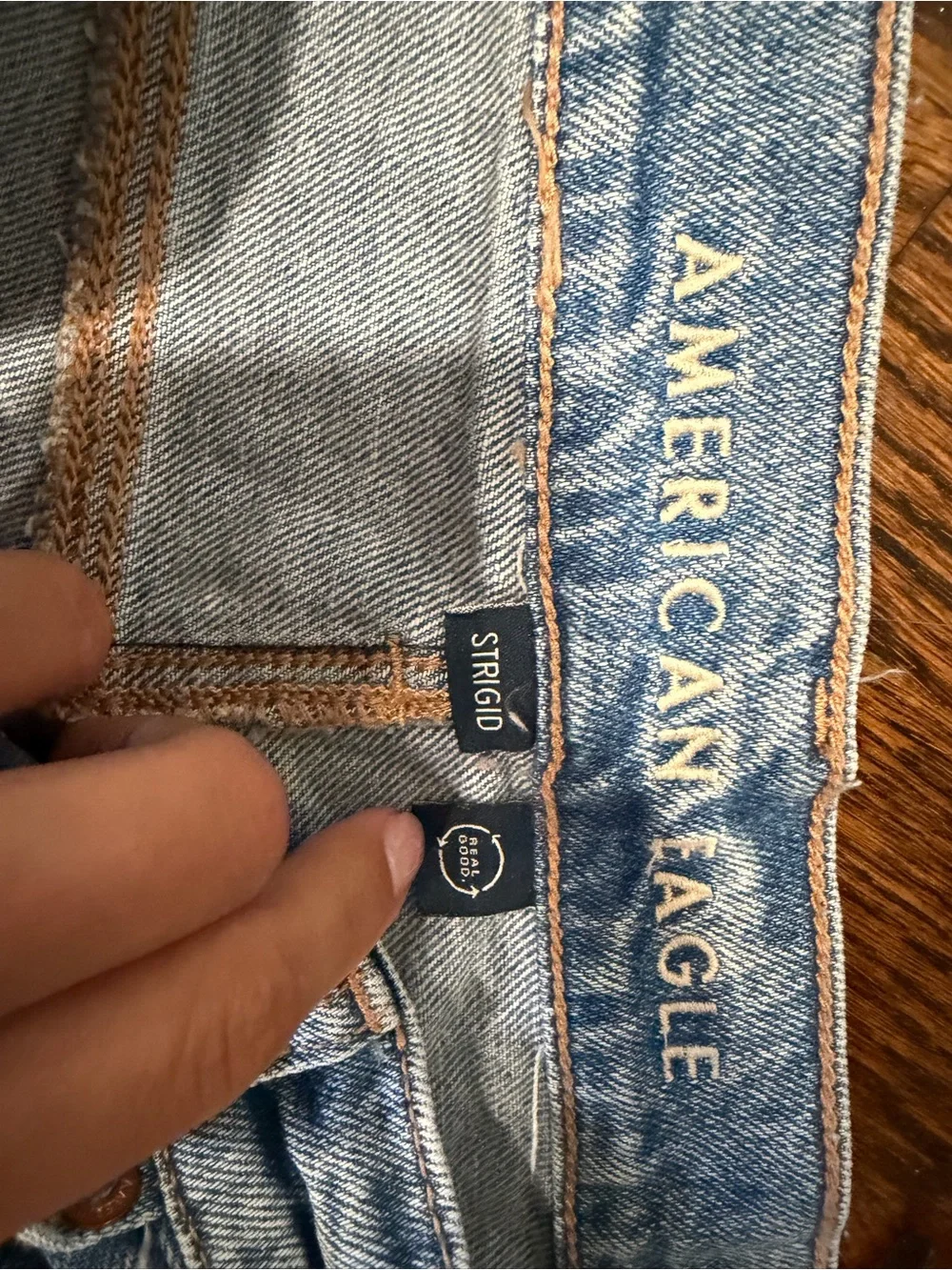 American Eagle Light Blue Denim Jeans with Contrast Stitching